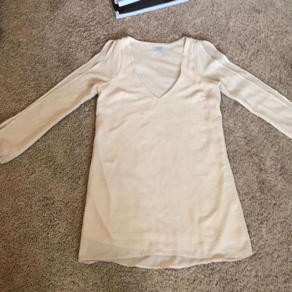 Cream TOBI long sleeve open arm dress